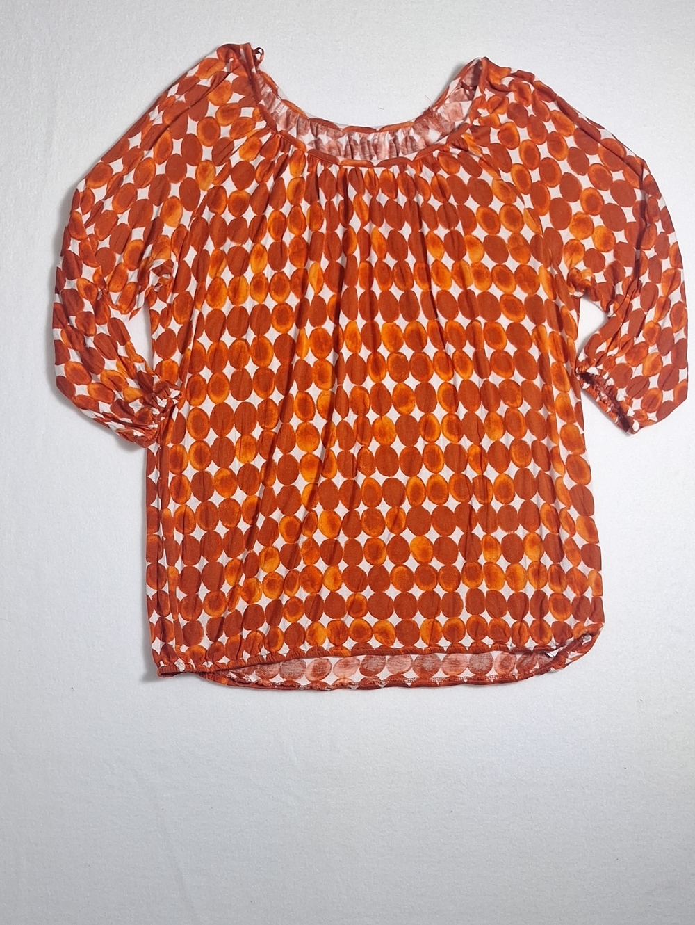 100% Rayon Orange Retro Geometric Dot Print